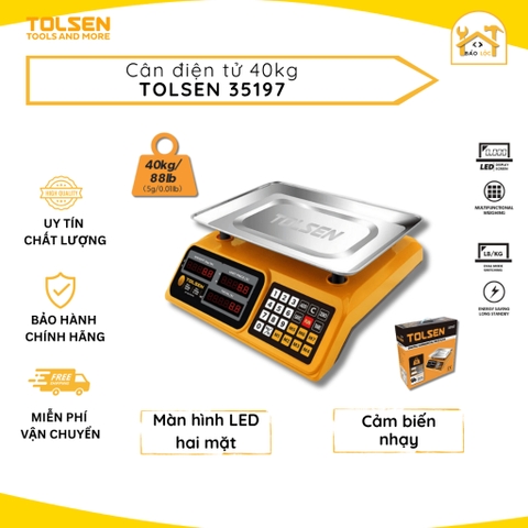 Cân điện tử 40kg TOLSEN 35197 phê duyệt CE - Hàng chính hãng.