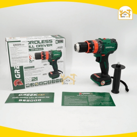 Máy khoan pin GREEK MAN M21-GMK90N , Lực siết 90NM, Chuyên khoan bê tông, khoan tường, sắt, gỗ, bắt vít