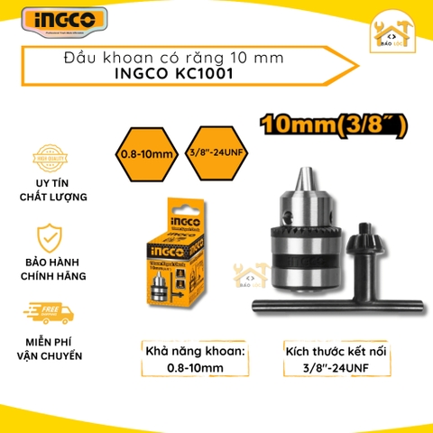 Đầu khoan INGCO KC1001 Đầu máy khoan khả năng khoan 0.8-10mm, kích thước kết nối 3/8