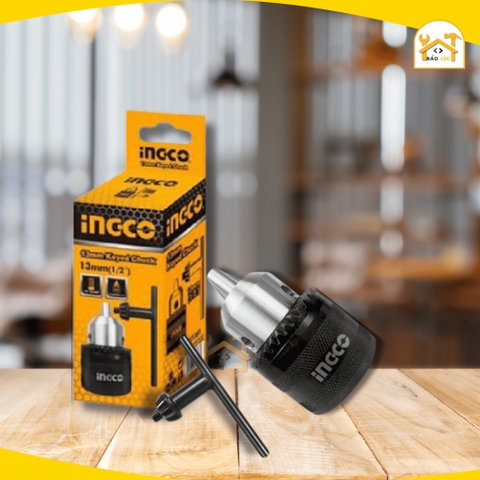 Đầu khoan không răng 13mm Key Chuck INGCO KC1302W, đầu máy khoan khả năng khoan 1.5-13mm, không răng cưa b16, kèm 1 khóa