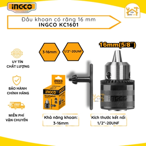 Đầu khoan 16mm INGCO KC1601 Khả năng khoan: 3-16mm, kích thước kết nối 1/2
