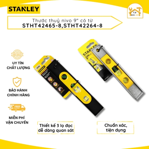 Thước thủy sắt, thước thuỷ nhựa, nivo từ tính 9''/229mm Stanley STHT42465-8/ STHT42264-8 - Hàng chính hãng