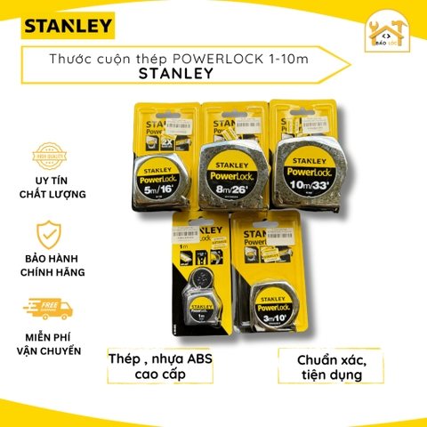 Thước cuộn thép Powerlock STANLEY 1m/3m/5m/8m/10m - Hàng chính hãng