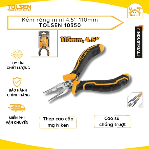 Kìm Dài Mini 4.5'' Tolsen 10352 - Thép Cacbon mạ Niken - Hàng chính hãng.