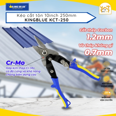 Kéo cắt tôn, cắt thạch cao thép Cr-Mo 250mm, 10inch King Blue KCT-250 - Hàng chính hãng