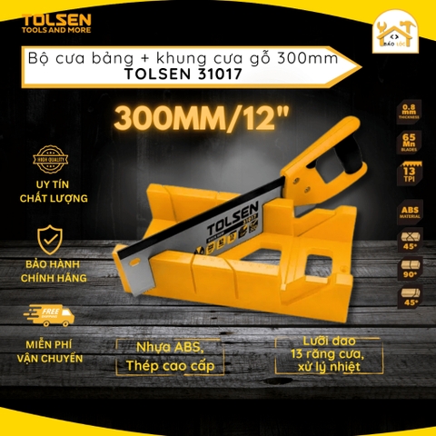 Bộ cưa bảng, khung cưa gỗ cầm tay TOLSEN 31017 dài lưỡi 300mm 13 răng cưa, 1 inch cắt vật liệu gỗ
