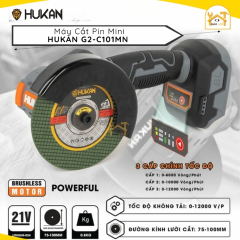 Máy Cắt Pin Mini HUKAN G2-C101MN, Không Chổi Than, 3 Cấp Tốc, 12000 Vòng/Phút - Hàng chính hãng.
