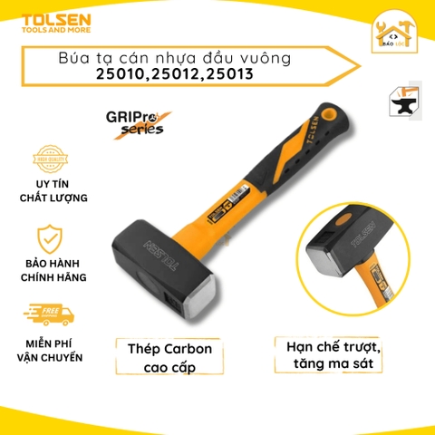 Búa tạ cán nhựa 1 kg, 1,5kg, 2kg Tolsen chất liệu thép carbon đầu búa được rèn thả tay cầm sợi thủy tinh 25010 25012 25