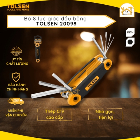 Bộ lục giác xếp 8 cây thép Cr-V TOLSEN 20098 (Hệ Inch và Mét) - Hàng chính hãng.