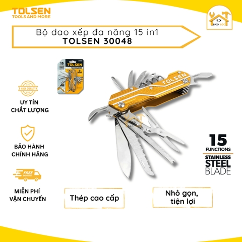 Bộ dao xếp đa năng 15in1 TOLSEN 30048 Bộ dao nhiều lưỡi mọc khóa - Hàng chính hãng.