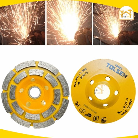 Đĩa kim cương mài đá hoa cương, bê tông cao cấp Tolsen 100mm,115mm,125mm - Tolsen 76683,76684,76685 - Hàng chính hãng.