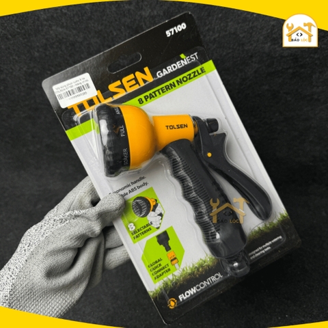 Vòi phun nước 8 tia TOLSEN 57100, nhựa ABS cao cấp, xịt rửa xe, tưới cây, làm vườn – Tiêu chuẩn EU - Hàng chính hãng.