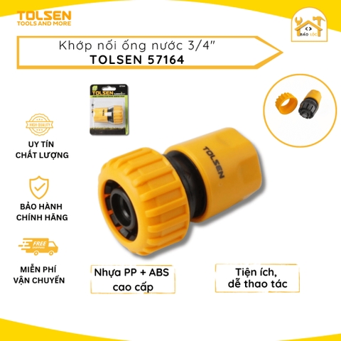Phụ kiện ống nước tưới cây Tolsen 57164 3/4 inch, chất liệu nhựa ABS cao cấp (có van khoá nước)  - Hàng chính hãng.