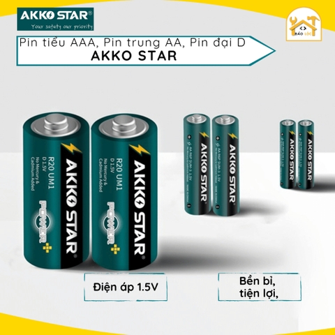 Pin tiểu AAA, pin trung AA, pin đại A Akko Star, Pin cao cấp cho chìa khoá, remote TV, đồng hồ