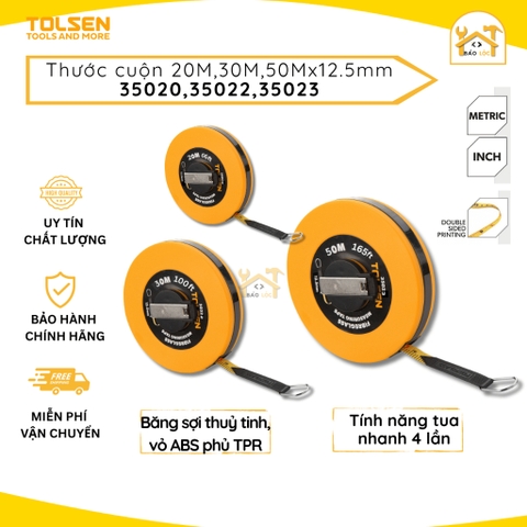 Thước Cuộn, Thước dây 20m 30m 50m nhựa sợi thủy tinh cao cấp Tolsen 35020/ 35022/ 35023