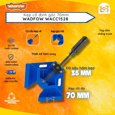 Êtô kẹp cố định góc vuông 2 tay cầm, độ mở 70mm WACC1528 - Hàng chính hãng.
