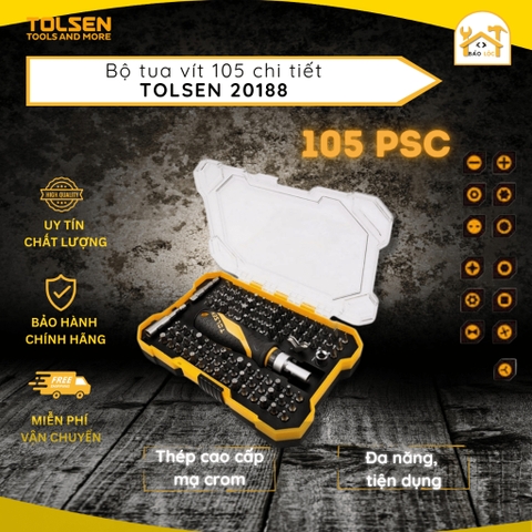 Bộ tua vít 105 chi tiết Tolsen 20188, bộ dụng cụ đa năng, dụng cụ gia đình sửa chữa đồ nghề - Hàng chính hãng.