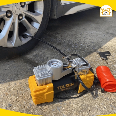 Máy bơm hơi 2 xi lanh 12v 200w 40l/ phút cao cấp Tolsen 65516 - Hàng chính hãng