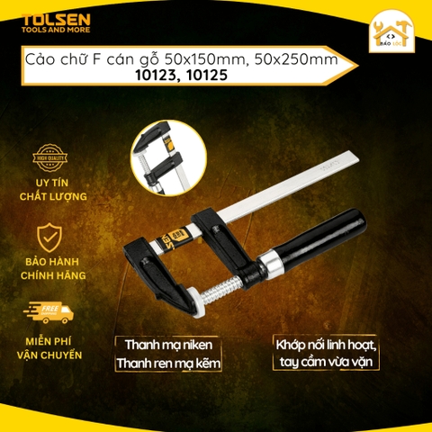 Cảo chữ F cán gỗ 50x150mm, 50x250mm Tolsen 10123,10125 - Hàng chính hãng.