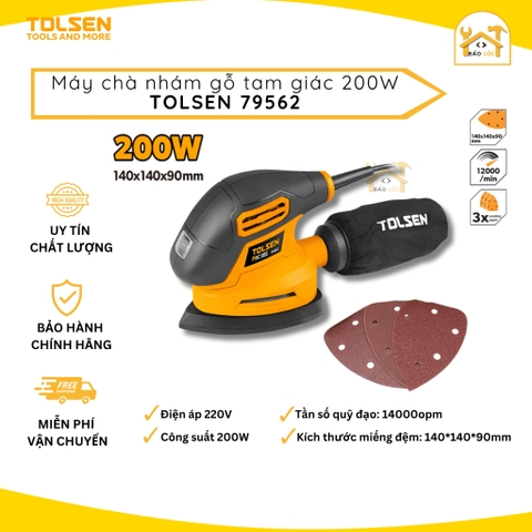 Mày chà nhám tam giác 200W TOLSEN 79562, đế nhám 140x140x90mm, độ nhám cao - Hàng chính hãng.