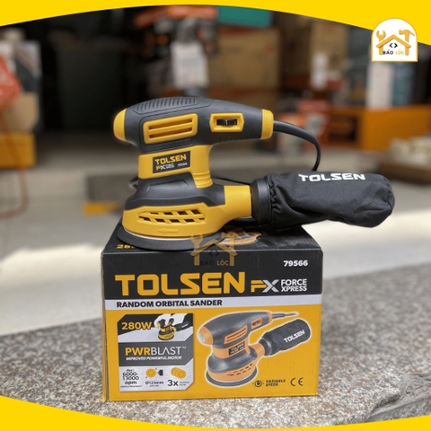 Máy chà nhám đánh bóng tròn 280W, TOLSEN 79566  đế nhám phi125mm, chịu lực tốt - Hàng chính hãng.