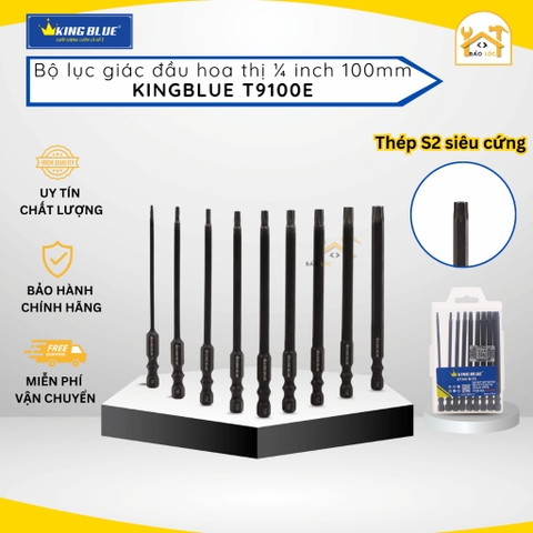 Bộ Lục Giác Hoa Thị KingBlue T9100E 100mm | Thép S2, Chuôi Lục Giác 6.35mm - Hàng chính hãng.