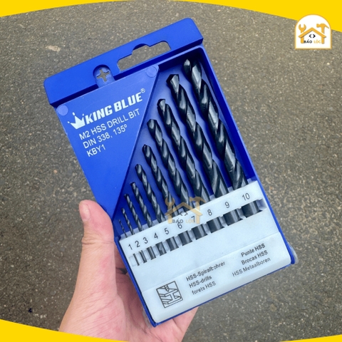 Bộ Mũi Khoan Thép KingBlue KBY1-B10 Thép HSS Kích Thước Từ 1mm Đến 10mm (Hộp 10 Cái)
