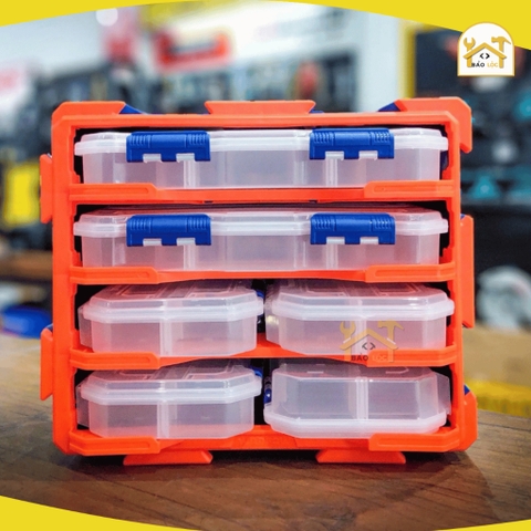 Bộ tủ gồm 2 hộp nhựa chia 13 ngăn và 4 hộp nhựa chia 6 ngăn đựng linh kiện 380x182x32mm WADFOW WTB8346