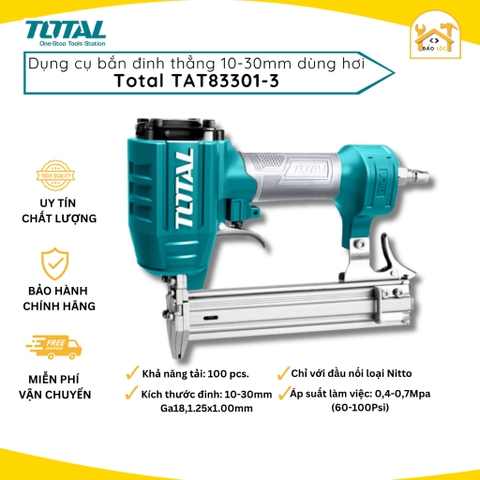 Dụng cụ bắn đinh thẳng dùng hơi TOTAL TAT83301-3 (dành cho bắn gỗ) - Hàng chính hãng.