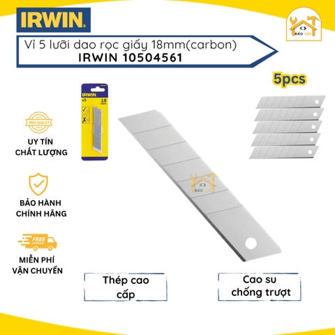Vỉ 5 lưỡi rọc giấy IRWIN 10504561 18mm (carbon) - Hàng chính hãng.