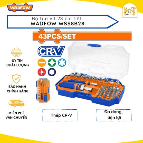 Bộ 43 chi tiết bắt vít Wadfow WSS8B43, Thép Cr-V cao cấp - Hàng chính hãng.