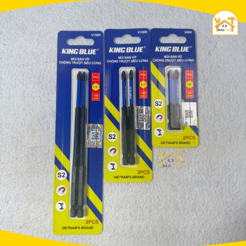 Mũi bắn vít bake PH2 chống trượt Kingblue, Thép S2 Taiwan, từ tính cao, siêu cứng 65mm,100mm,150mm -  V65R,V100R,V150R -