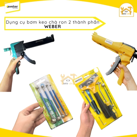 Bộ dụng cụ epoxy 2 thành phần Weber, Bơm keo đều tỷ lệ 1:1, Bộ dụng cụ chà ron - Hàng chính hãng.