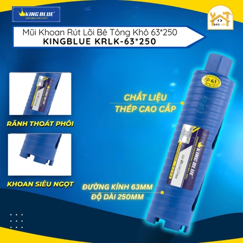 Mũi Khoan Rút Lõi bê tông Khô KingBlue phi 63 KRLK-63*250 - Hàng chính hãng.