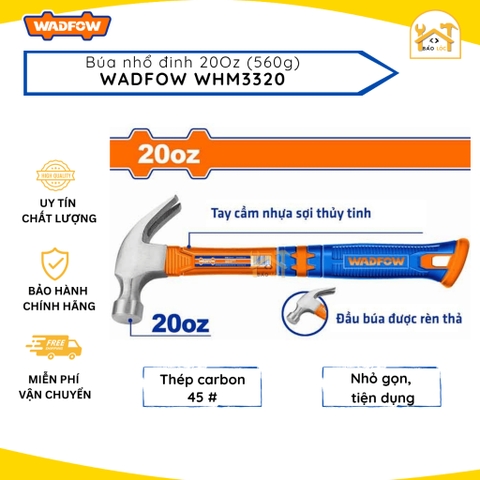 Búa nhổ đinh 560gam sừng dê cán cao su WADFOW WHM3320 - Hàng chính hãng.