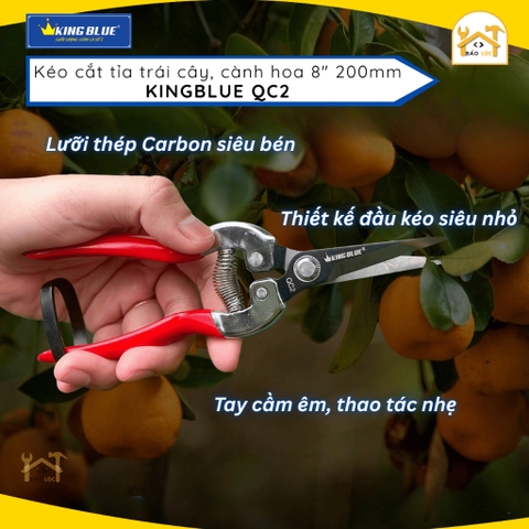 Kéo Cắt Trái Cây, Kéo cắt cành KingBlue QC2 Kích Thước 8inch Chất Liệu Bằng Thép Carbon