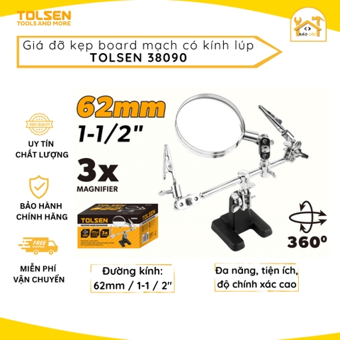 Giá đỡ kẹp board mạch Tolsen 38090 có kính lúp, phụ kiện sửa chữa linh kiện, làm đồ trang sức, mô hình - Hàng chính hãng