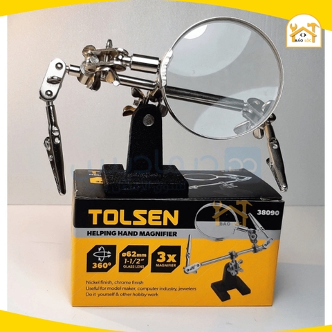 Giá đỡ kẹp board mạch Tolsen 38090 có kính lúp, phụ kiện sửa chữa linh kiện, làm đồ trang sức, mô hình - Hàng chính hãng