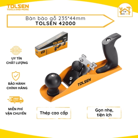 Bàn bào gỗ Tolsen 235x44mm Tolsen 42000, chất liệu thép cao cấp, tay cầm nhựa, dụng cụ cho thợ mộc - Hàng chính hãng,