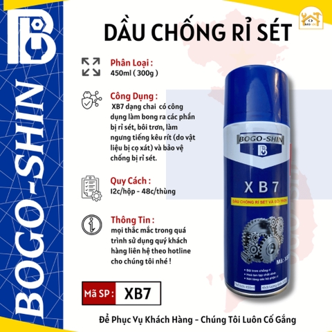 Dầu Chống Rỉ Sét Và Bôi Trơn XB7 250ml - 450ml Bogo-Shin - Hàng chính hãng.