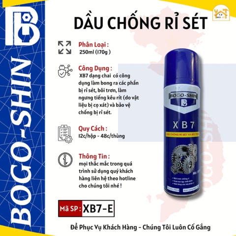 Dầu Chống Rỉ Sét Và Bôi Trơn XB7 250ml - 450ml Bogo-Shin - Hàng chính hãng.
