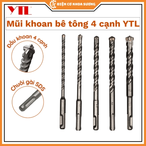 Mũi khoan tường bê tông 4 cạnh YTL chuôi sds dài 110mm, 160mm - Hàng chính hãng