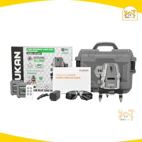 (CẢI TIẾN) Máy Cân Bằng Laser HUKAN Gen 2 G2-LS301 Siêu Sáng 5 Tia Xanh, Chip thông minh cân bằng tự động