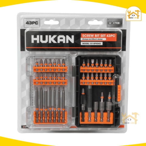 Bộ phụ kiện mũi vít đa năng 43 chi tiết HUKAN G1-BPK043, Mũi vít bake, dẹp, lục giác, mũi tôn đa dạng siêu cứng