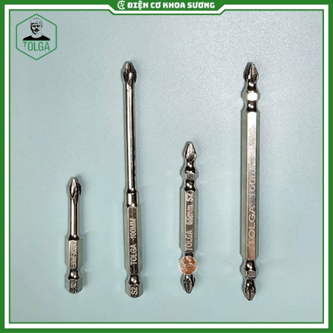 Mũi vít chống trượt Tolga thép S2, mũi vít 1 đầu, mũi vít 2 đầu - Hàng chính hãng