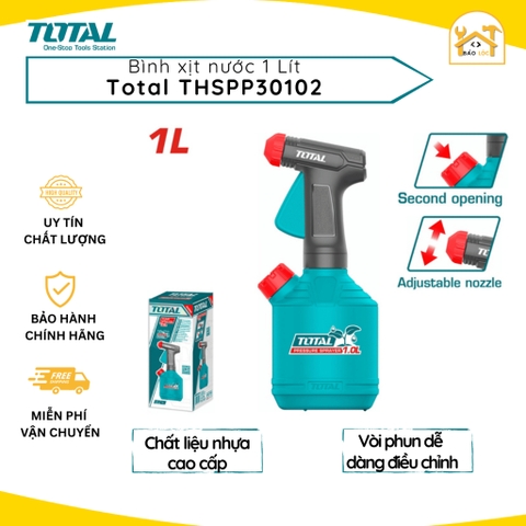 Bình xịt 1L có chỉ báo mức nước, vòi phun điều chỉnh với tia thẳng và phun sương TOTAL THSPP30102 - Hàng chính hãng.