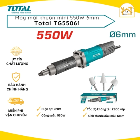 Máy mài khuôn TOTAL TG55061 550W, kích thước cốt mài 6mm dùng đánh bóng bề mặt, gờ nhám gỗ - Hàng chính hãng.