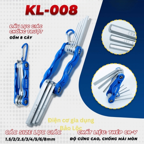Bộ lục giác gập King Blue KL-008 Thép Cr-V cao cấp chống mài mòn