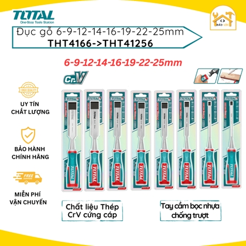 Đục gỗ 6mm/9mm/12mm/14mm/16mm/19mm/22mm/25mm TOTAL THT4166/THT4196/THT41126/THT41146/THT41166/THT41196/THT41226/THT41256