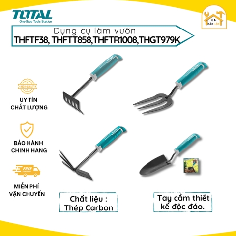 Dụng cụ làm vườn, cây xới đất, cây cào, cây xẻng, cây cào cuốc làm vườn TOTAL THFTF38,THFTT85,THGT979K,THFTR10088